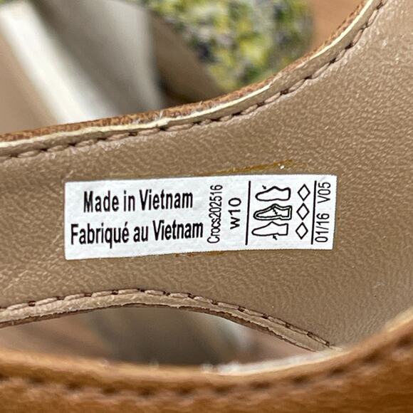 Crocs Leigh II Womens Size 10 Ankle Strap Yellow Graphic Wedge Pump Comfort - Picture 8 of 8